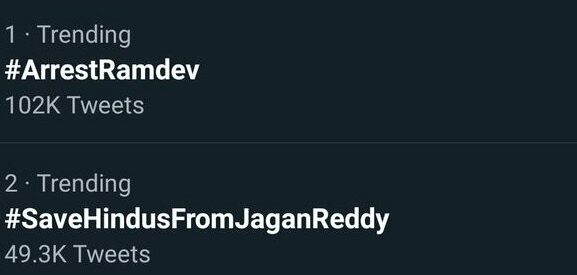 #SaveHindusFromJaganReddy Trending To The Top On Twitter